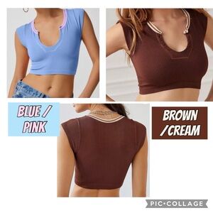 2 for $10 Urban Outfitters “Out from Under”Cap slv fitted v neck crop top.